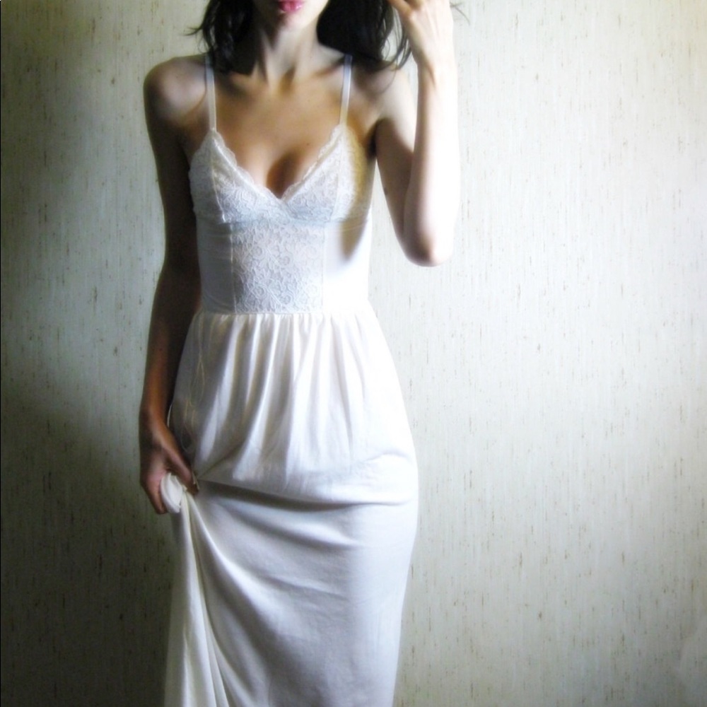 Vintage gorgeous ivory organic cotton bamboo maxi